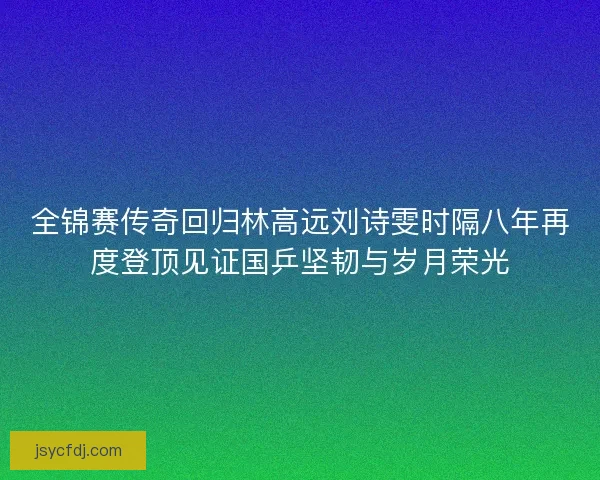 全锦赛传奇回归林高远刘诗雯时隔八年再度登顶见证国乒坚韧与岁月荣光